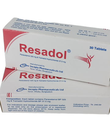 Paracetamol & Tramadol Hydrochloride (Resadol 325mg&37.5mg) Rx