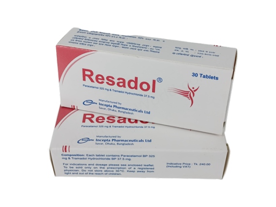 Paracetamol & Tramadol Hydrochloride (Resadol 325mg&37.5mg) Rx