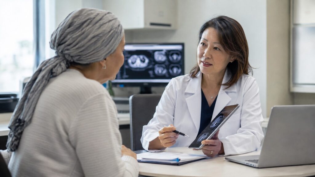 Doctor and patient discussion in office
