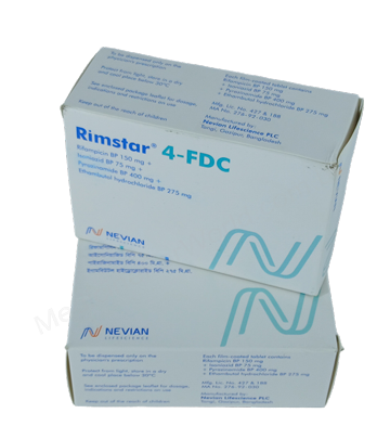Rimstar 4-FDC (Ethambutol+ Isoniazid+ Pyrazinamide+ Rifampicin 150mg+75mg+400mg+275mg) Rx