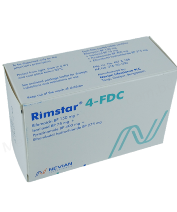 Rimstar 4-FDC (Ethambutol+ Isoniazid+ Pyrazinamide+ Rifampicin 150mg+75mg+400mg+275mg) Rx