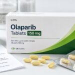 Olaparib medication and packaging close-up